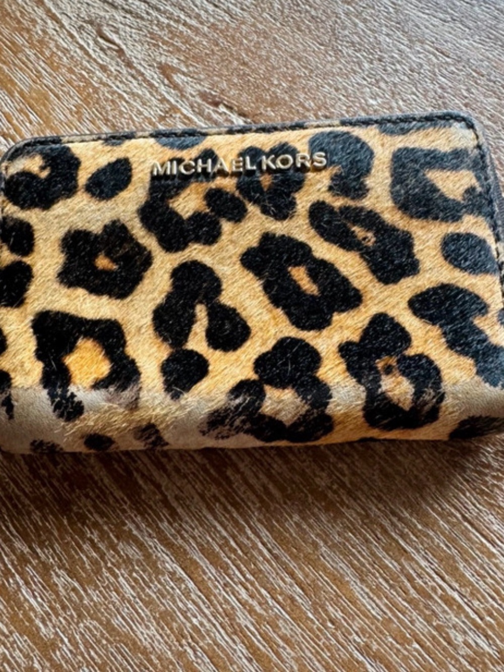 Michael Kors Leopard Print Wallet in Tan and Black